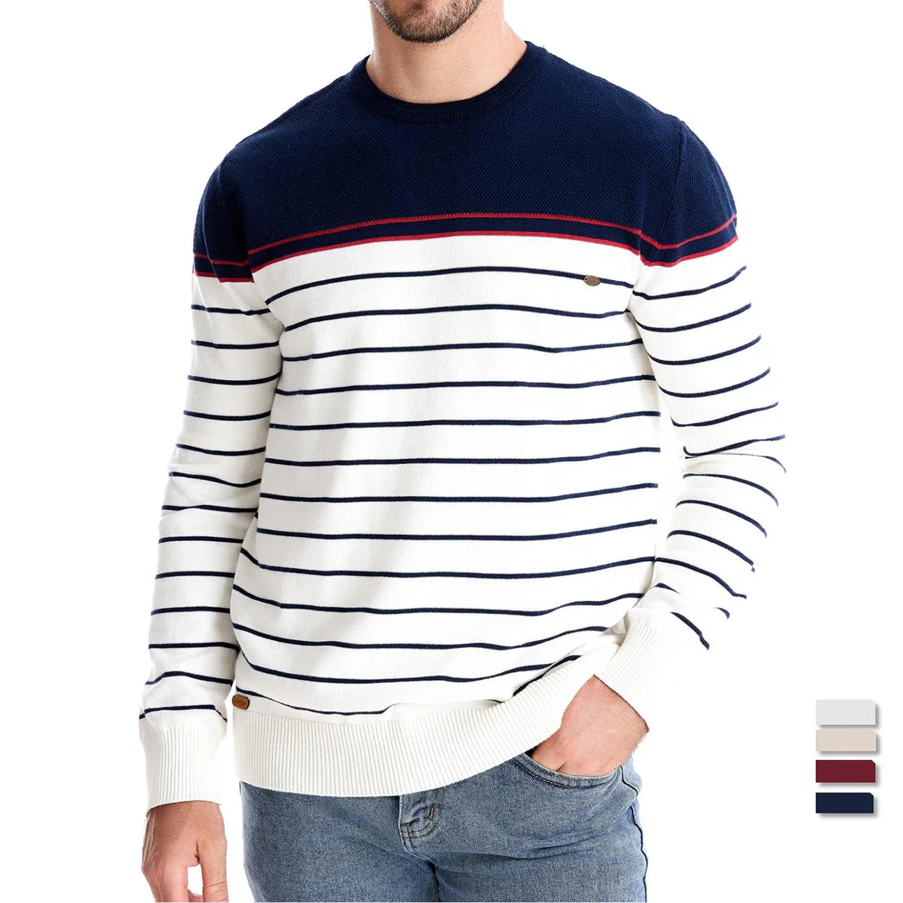 Jutin | Men's Pullover with Striped Design